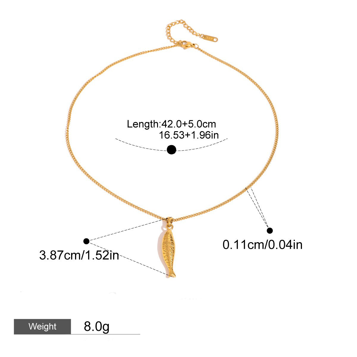18K Goldfish Shaped Trendy Unique Necklace - happyshop365247
