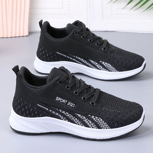 Spring and Autumn flat-bottomed woven mesh shoes for women's casual soft soles and lightweight running shoes