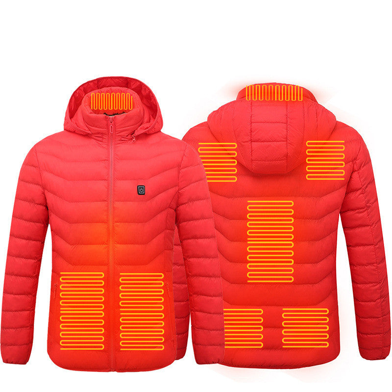 Men Heated Puffer Jacket Electric Heating Coat Insulated Hood Windbreaker 9Heat Zones - happyshop365247