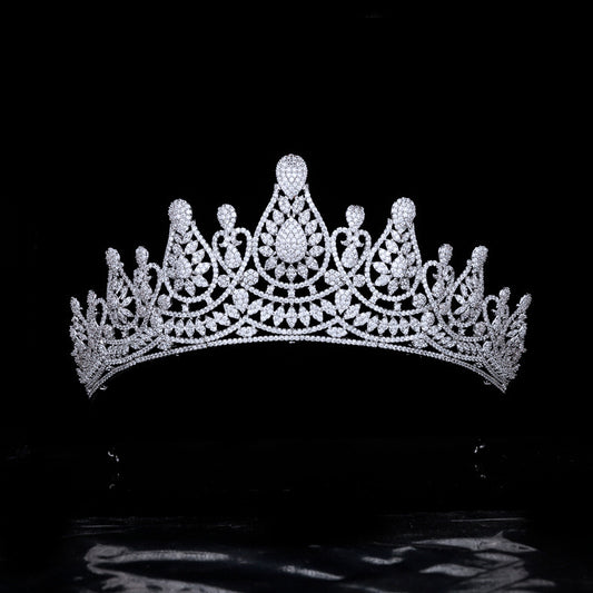 Tiara Micro-inlaid Zircon Crown Wedding Tiara - happyshop365247