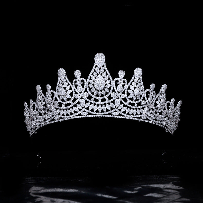 Tiara Micro-inlaid Zircon Crown Wedding Tiara - happyshop365247