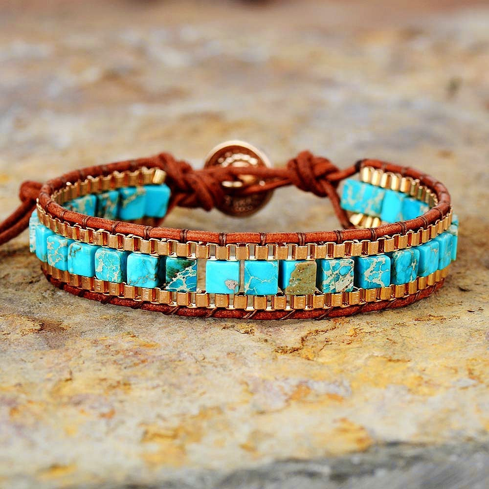 Fashion Imperial Stone Hand-woven Leather Bracelet - happyshop365247