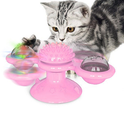 Cat Rotating Windmill Multi-Function Toys Itch Scratching Device Teeth Shining Toy - happyshop365247
