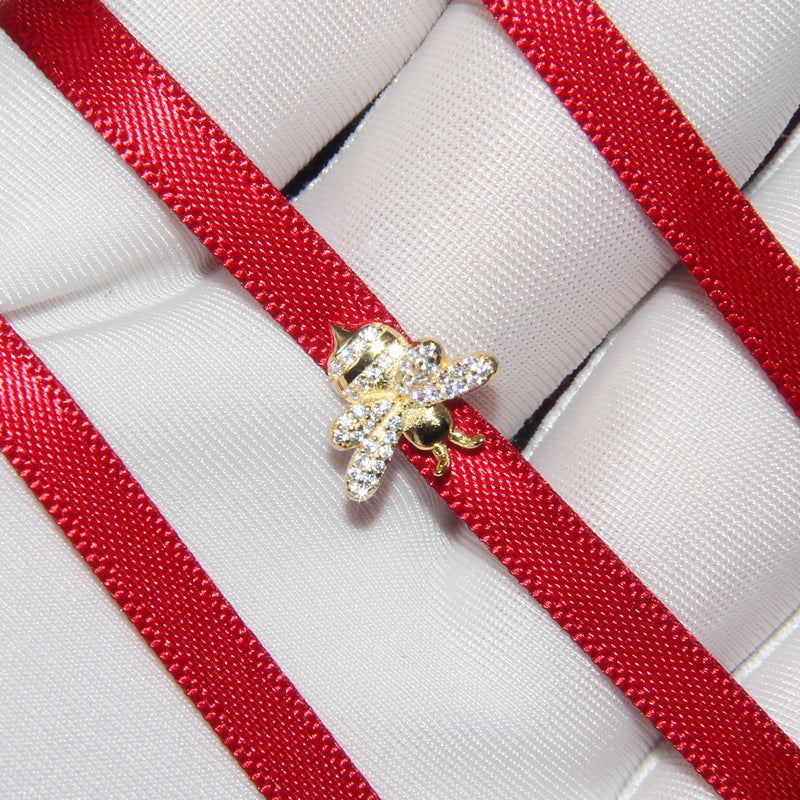 Bee Ribbon Silver Necklace