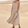 Summer Sleeveless Long Dress With Pockets Fashion Casual Loose Dresses Women's Clothing - happyshop365247