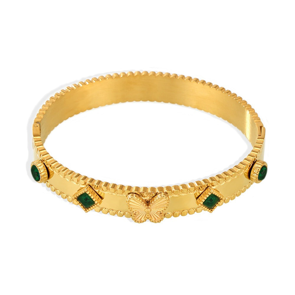 18K gold butterfly with texture design exquisite high-end bracelet - happyshop365247