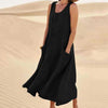 Summer Sleeveless Long Dress With Pockets Fashion Casual Loose Dresses Women's Clothing - happyshop365247