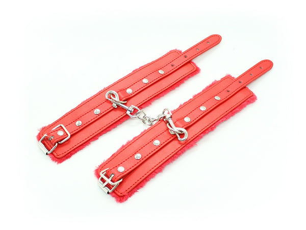 Funny Adult Articles Plush Black Handcuffs Red Pink Leather Adult Articles Tie Hands With Iron Chains