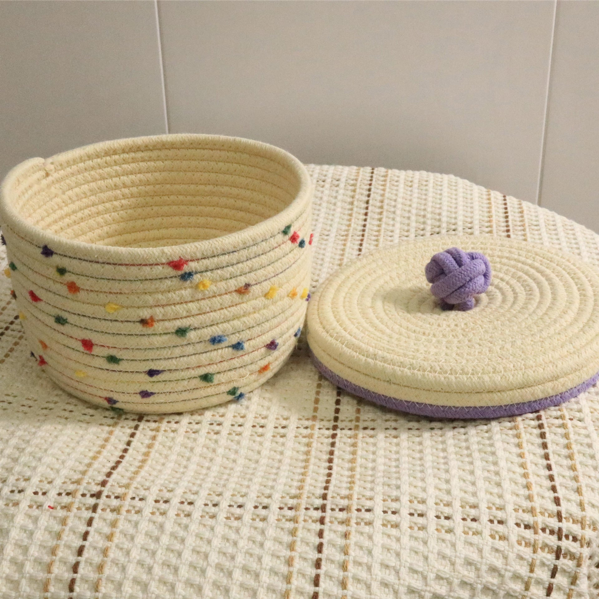 Creative desktop cosmetics storage woven basket - happyshop365247
