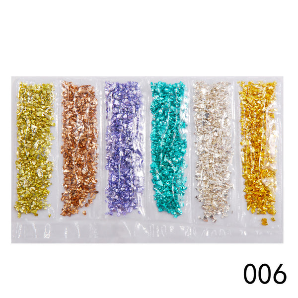 Nail Supplies, Diamond Glass Fragments, Gold And Silver Broken Glass Nails - happyshop365247
