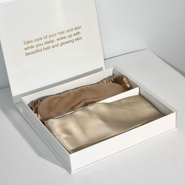 Bright Version Silk Pillowcase Eye Mask Hair Ring Three-piece Set 22 M Gift Box Set