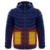 Men Heated Puffer Jacket Electric Heating Coat Insulated Hood Windbreaker 9Heat Zones