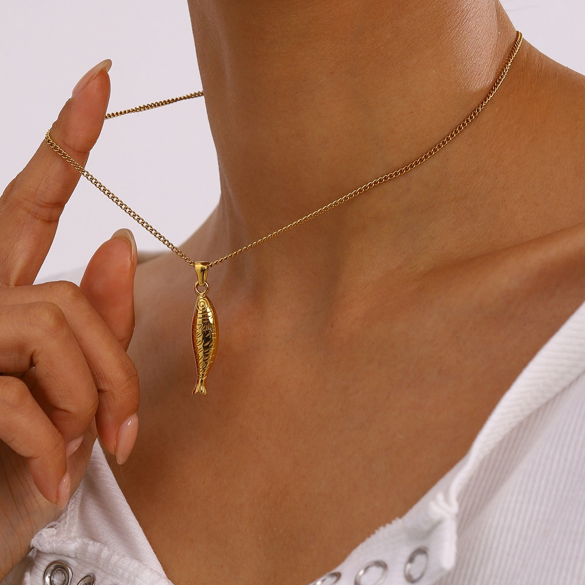 18K Goldfish Shaped Trendy Unique Necklace - happyshop365247