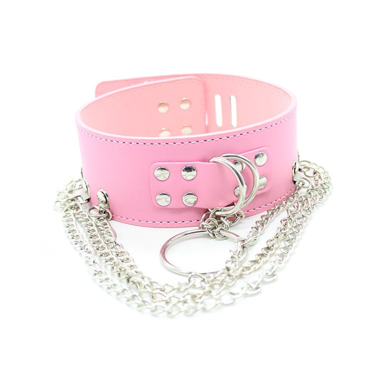 Adult Products Leather Sexy Neck Cover Tie Women's Flirting Toy Neck Cover Chain Lock Butterfly Traction Chain - happyshop365247