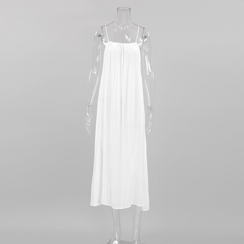 Fall Halter Spaghetti Straps Long Dress Pajamas Women - happyshop365247