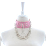 Adult Products Leather Sexy Neck Cover Tie Women's Flirting Toy Neck Cover Chain Lock Butterfly Traction Chain