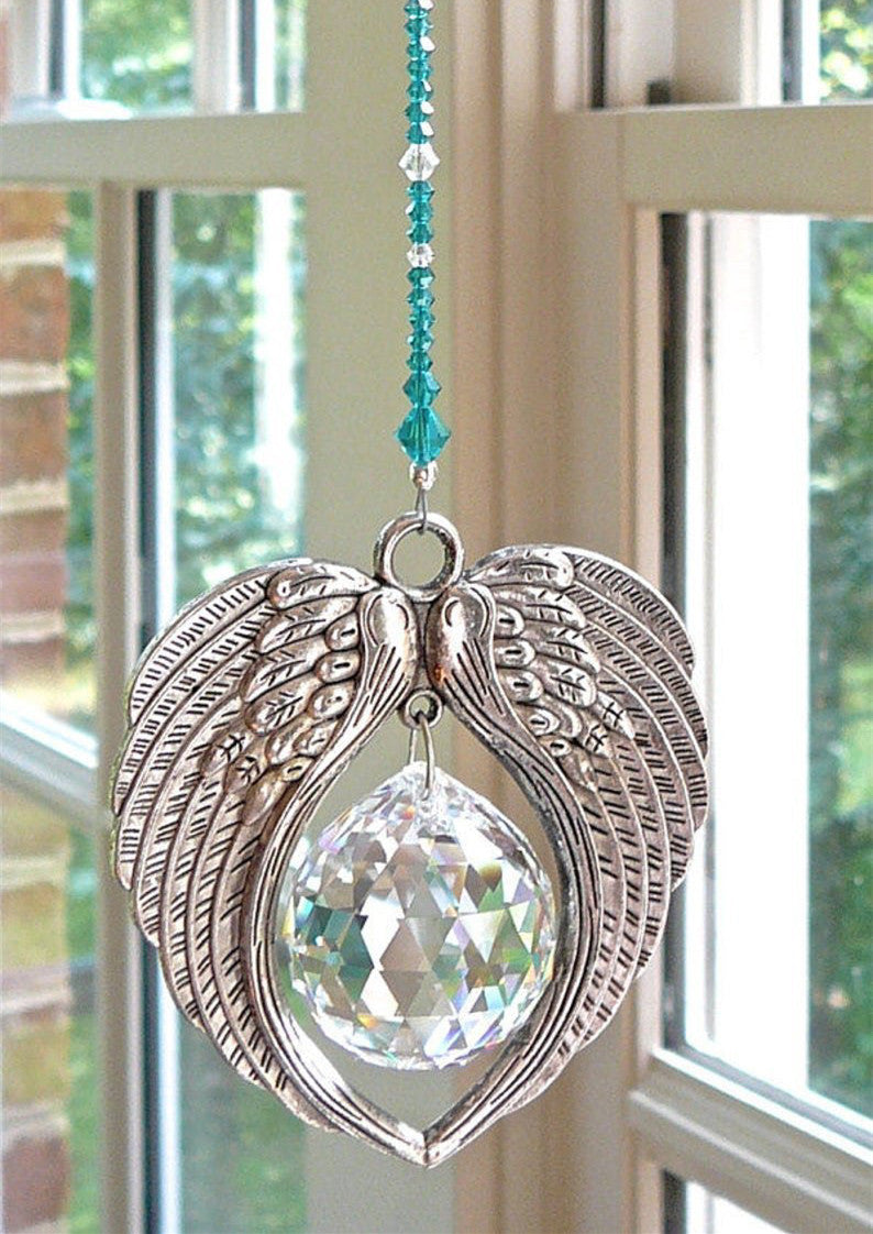 Angel Wings Metal Car Pendant Crystal Decorative Pendant