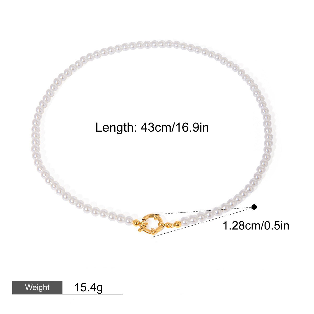 18K Gold Pearl Beaded Design Classic Vintage Necklace - happyshop365247