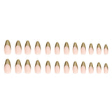 Simple pearlescent gold French almond nail wear nails special nail pieces wholesale finished wind fake nails