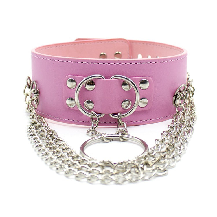 Adult Products Leather Sexy Neck Cover Tie Women's Flirting Toy Neck Cover Chain Lock Butterfly Traction Chain - happyshop365247