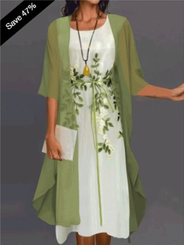 Elegant Lace Chiffon Dress Set