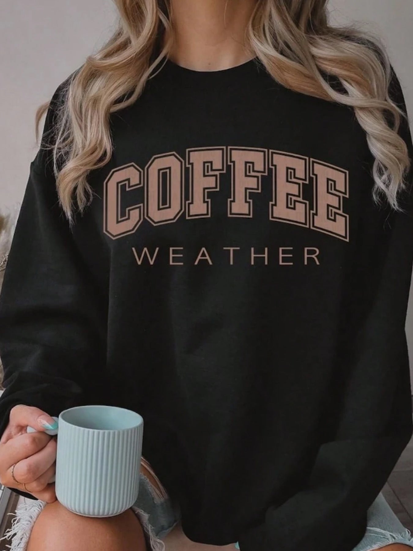 COFFEE pattern print on hoodie
