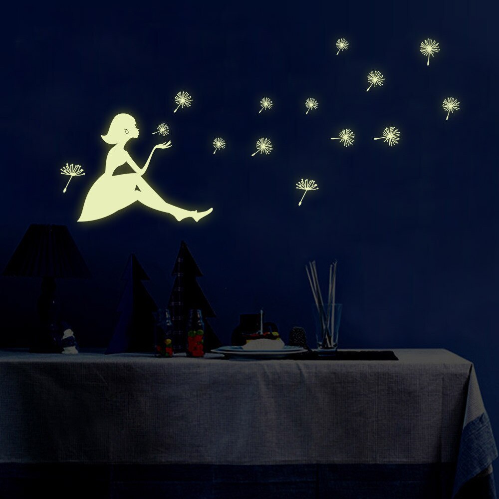 Dandelion Girl luminous Stickers Living Room Bedroom Decoration Wall Stickers Muursticker Kinderkamer - happyshop365247