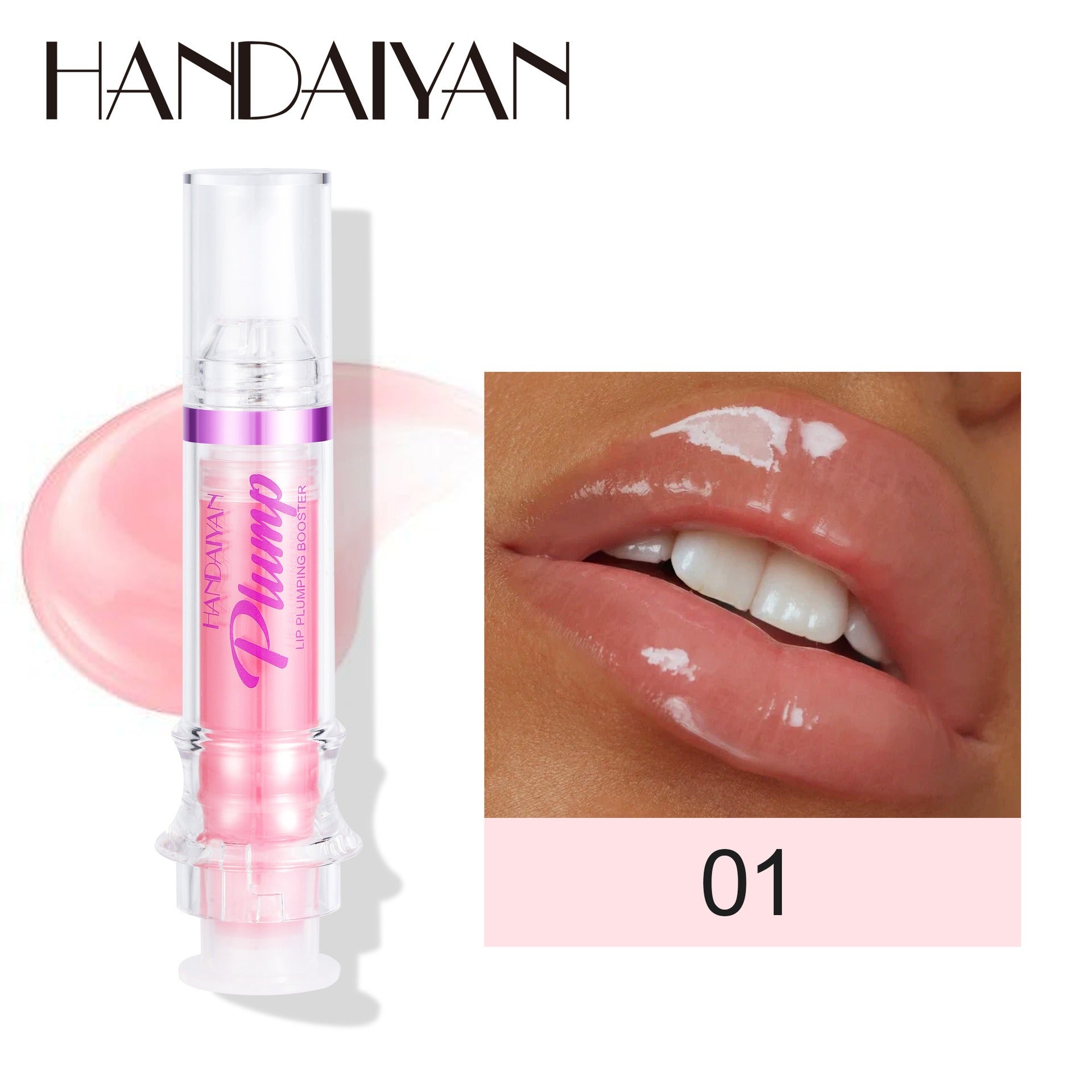 HANDAIYAN PLUMP & POUT Lip Plumping Booster Gloss, High Shine for Plumper Looking Lips,Extreme Shine Crystal Volume Lip Oil - happyshop365247