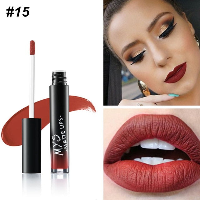 MYS Brand Makeup Matte Liquid Lipstick Tint Waterproof Make Up Long Lasting Lip Stick Nude Lip Gloss Cosmetics Batom - happyshop365247
