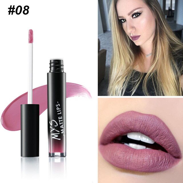 MYS Brand Makeup Matte Liquid Lipstick Tint Waterproof Make Up Long Lasting Lip Stick Nude Lip Gloss Cosmetics Batom - happyshop365247