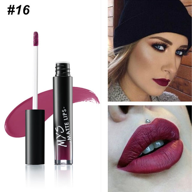 MYS Brand Makeup Matte Liquid Lipstick Tint Waterproof Make Up Long Lasting Lip Stick Nude Lip Gloss Cosmetics Batom - happyshop365247