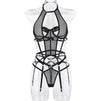 Lace Grid Stitching See Through Self Cultivation Sling Sex Appealing Bodysuit