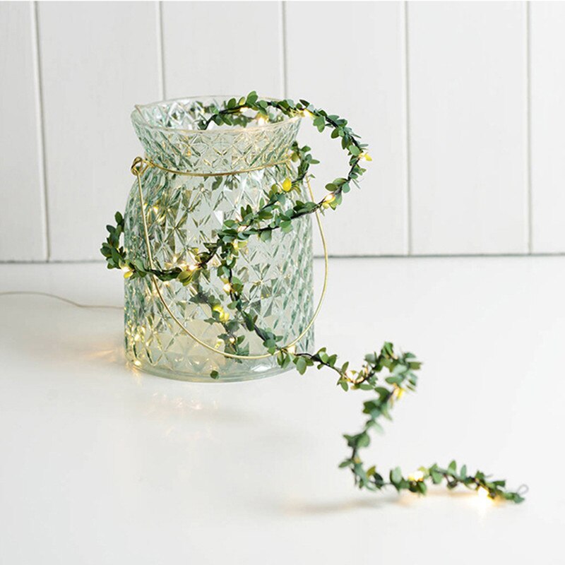 2 M 20LED Artificial Leaf Garland Plants Vine Fake Foliage Handmade for Home Decor Wedding Decoration DIY Wreath Silk Flower - happyshop365247
