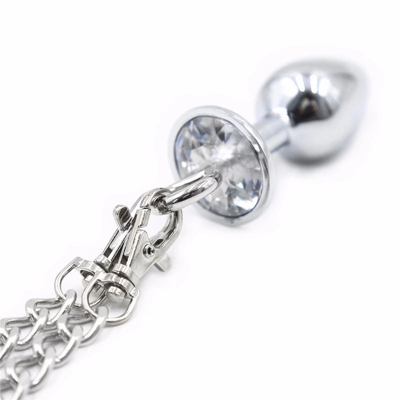 New Metal Bondage Sex Handcuffs Connect with Anal Plug Adult SM Sex Toys Bondage Fetish Sex Products - happyshop365247