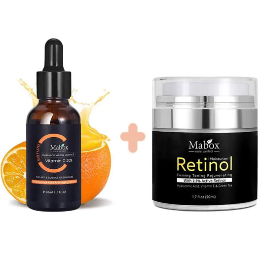 MABOX 2.5% Retinol Whitening Face Cream + Vitamin C Whitening Serum Anti aging Moisturizer Face Cream - happyshop365247