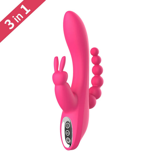 12 Speeds Waterproof Rechargeable Rabbit Vibrator G-spot and P-spot Anal Clit Stimulator Dildo Adult Sex Toys for Women - happyshop365247