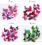 New Style 12Pcs Double Layer 3D Butterfly Wall Stickers Home Room Decor Butterflies For Wedding Decoration Magnet Fridge Decals