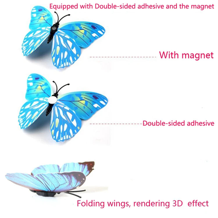 New Style 12Pcs Double Layer 3D Butterfly Wall Stickers Home Room Decor Butterflies For Wedding Decoration Magnet Fridge Decals - happyshop365247