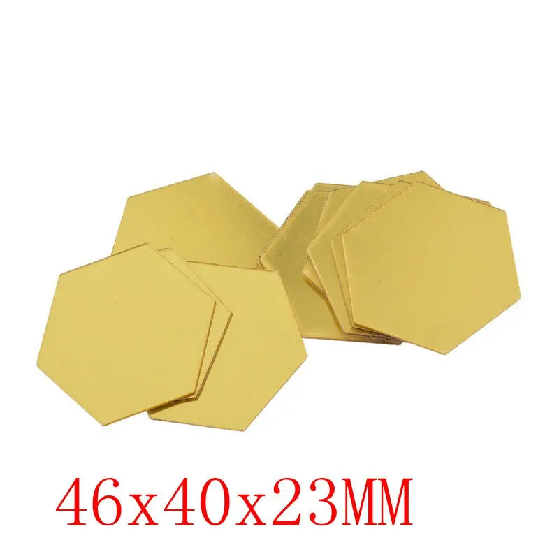 12/6Pcs 3D Hexagon Acrylic Mirror Wall Stickers DIY Mirrored Decorative Stickers - happyshop365247