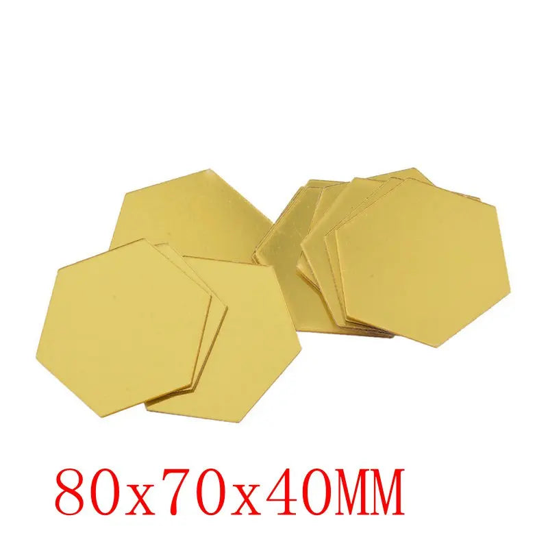12/6Pcs 3D Hexagon Acrylic Mirror Wall Stickers DIY Mirrored Decorative Stickers - happyshop365247