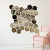 12/6Pcs 3D Hexagon Acrylic Mirror Wall Stickers DIY Mirrored Decorative Stickers