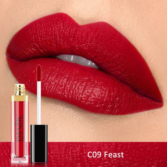 IMAGIC Waterproof Lip Gloss Matte Liquid Lipstick Matte Lipstick Lipkit Cosmetics Makeup Nude 12color - happyshop365247