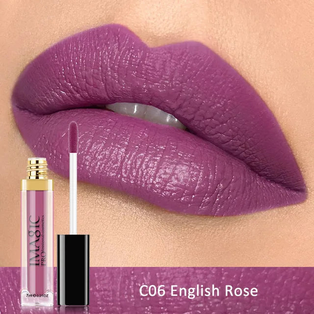 IMAGIC Waterproof Lip Gloss Matte Liquid Lipstick Matte Lipstick Lipkit Cosmetics Makeup Nude 12color - happyshop365247