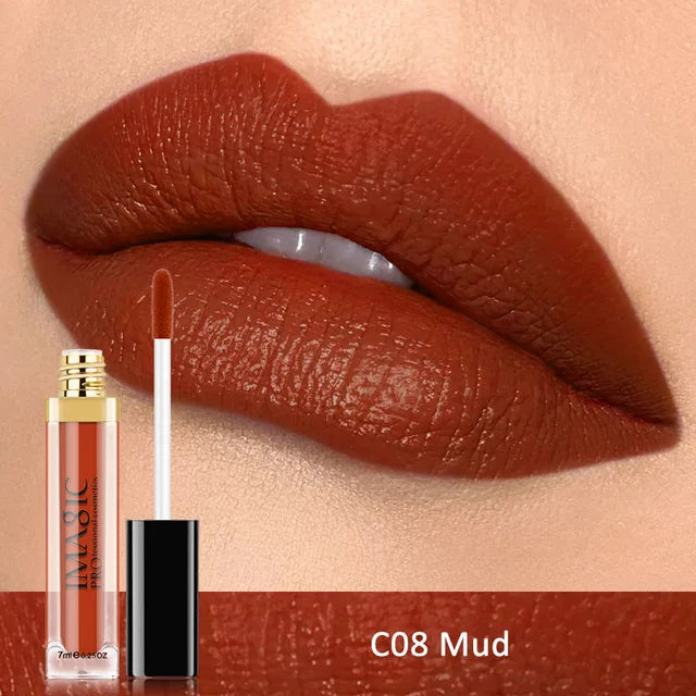 IMAGIC Waterproof Lip Gloss Matte Liquid Lipstick Matte Lipstick Lipkit Cosmetics Makeup Nude 12color - happyshop365247
