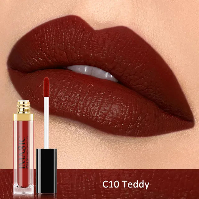 IMAGIC Waterproof Lip Gloss Matte Liquid Lipstick Matte Lipstick Lipkit Cosmetics Makeup Nude 12color - happyshop365247