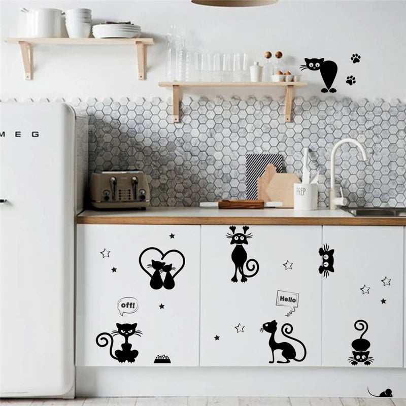Lovely Cat Light Switch Phone Wall Stickers For Kids Rooms Diy Home Decoration Cartoon Animals Wall Decals Pvc Mural Art - happyshop365247