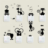 Lovely Cat Light Switch Phone Wall Stickers For Kids Rooms Diy Home Decoration Cartoon Animals Wall Decals Pvc Mural Art