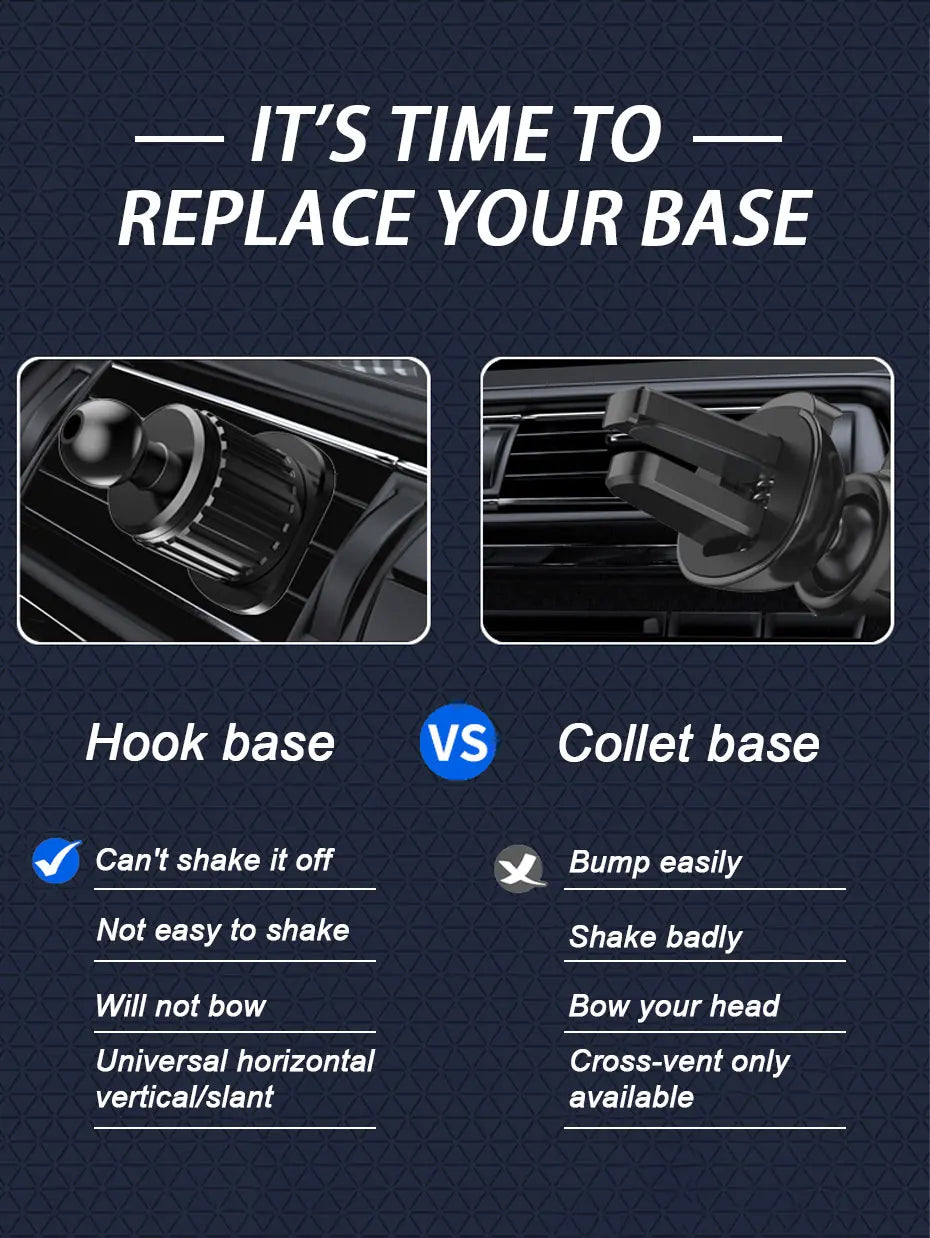 SEAMETAL Gravity Car Phone Holder Air Vent Hook Phone Mount 360-Degree Rotation Smart Phone Holder for Car One-Hand Placement - happyshop365247