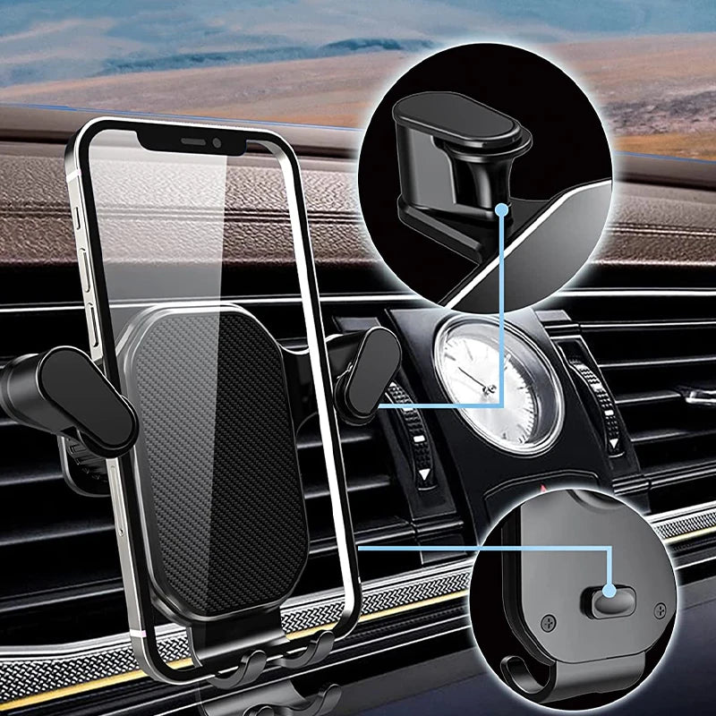 SEAMETAL Gravity Car Phone Holder Air Vent Hook Phone Mount 360-Degree Rotation Smart Phone Holder for Car One-Hand Placement - happyshop365247