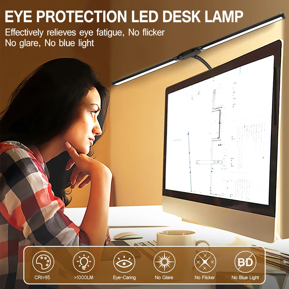 Double Head LED Clip Desk Lamp Architect Table Lamp for Home Office Lighting 3 Color Mode and 10 Dimmable Eye Protect Desk lamps - happyshop365247